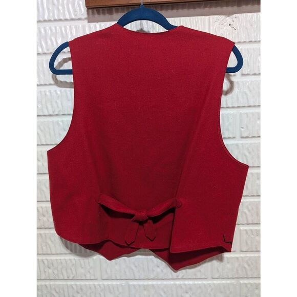 Talbots Christmas Women's  Red Wool With Buttons & Applique Vest Size M - Picture 5 of 7